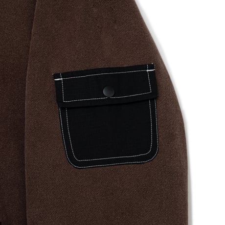 BoTT / WASHED CARGO POCKET ZIP HOODIE / BROWN