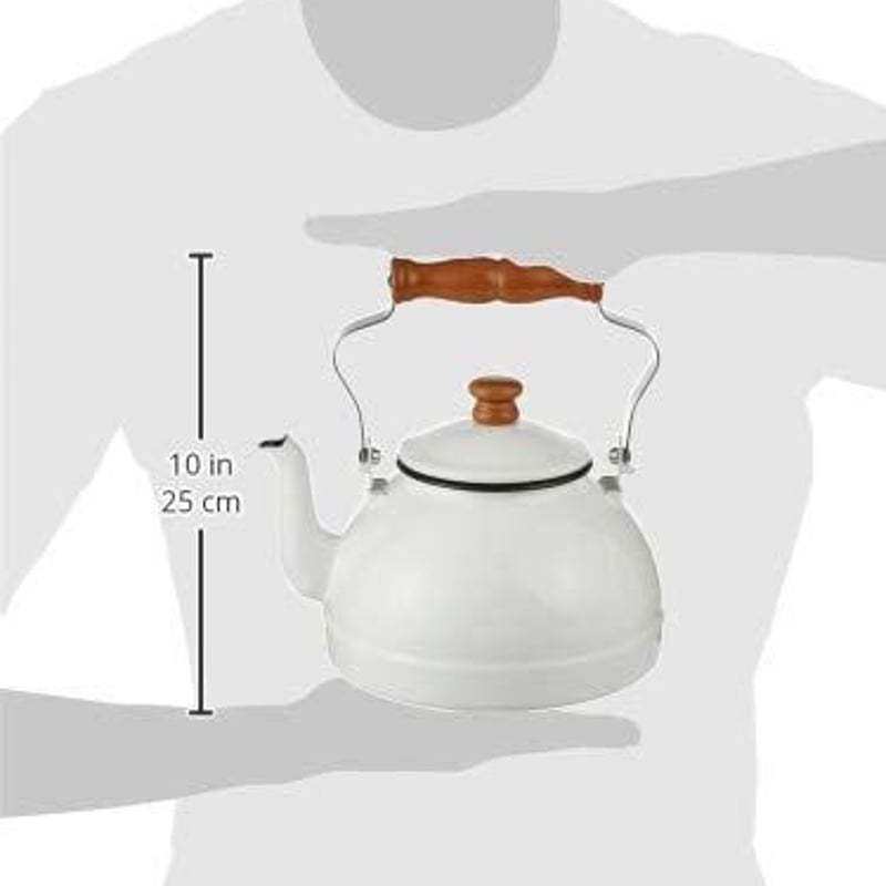 月兎印】ケトル 2.2L ホワイト レッド IH対応 琺瑯 ホーロー やかん