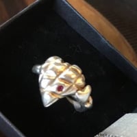 純銀SV999♡ハートキルト♡CZ ルビーRING 13号
