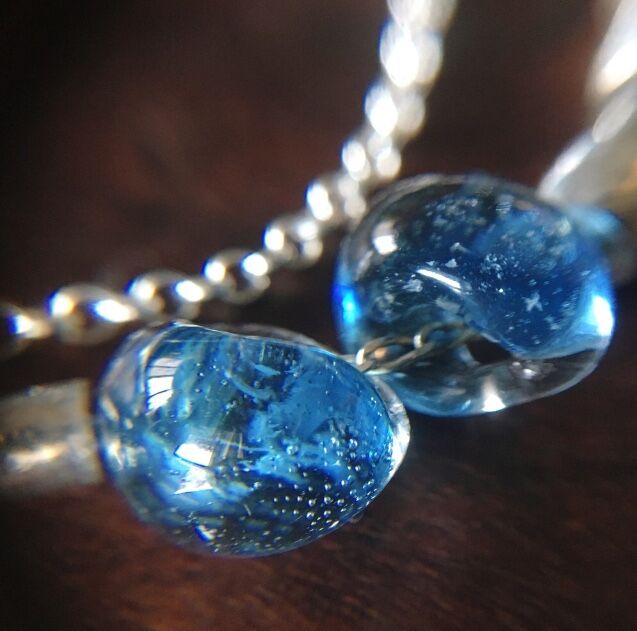 ティアドロップ・ガラス ・SV999オリジナルビーズ⭐︎ダブルチェーン