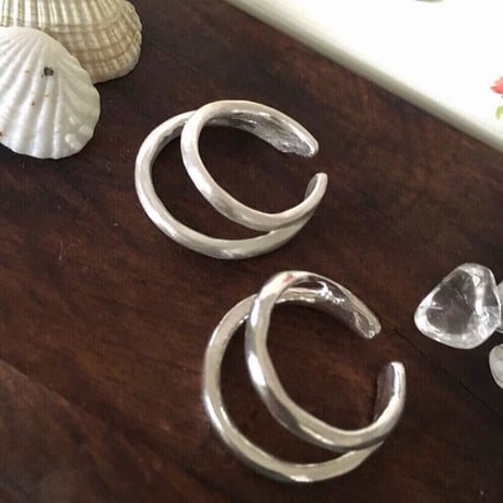 純銀SV999♡ダブルRING♡イヤーカフ