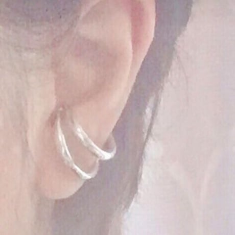 純銀SV999♡ダブルRING♡イヤーカフ