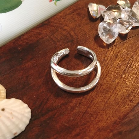 純銀SV999♡ダブルRING♡イヤーカフ