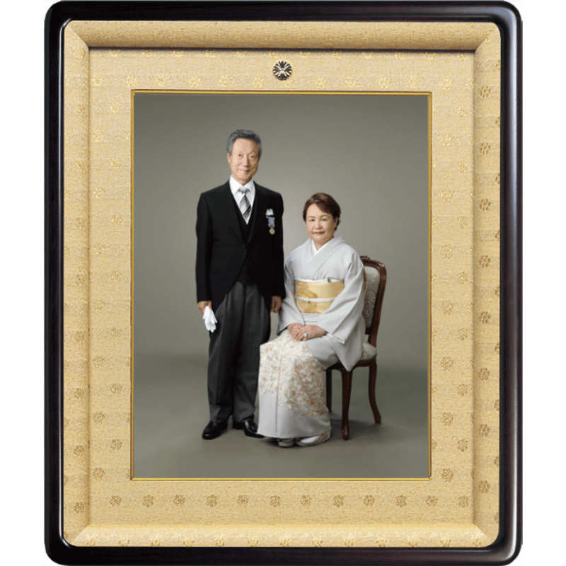 01443・01444】記念写真額・四つ切り用(特製本紫檀材×飛金