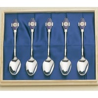 銀製　スプーン　5本セット　菊紋 02145】洋銀製菊紋入りスプーン5本セット | 銀座明倫館ネット