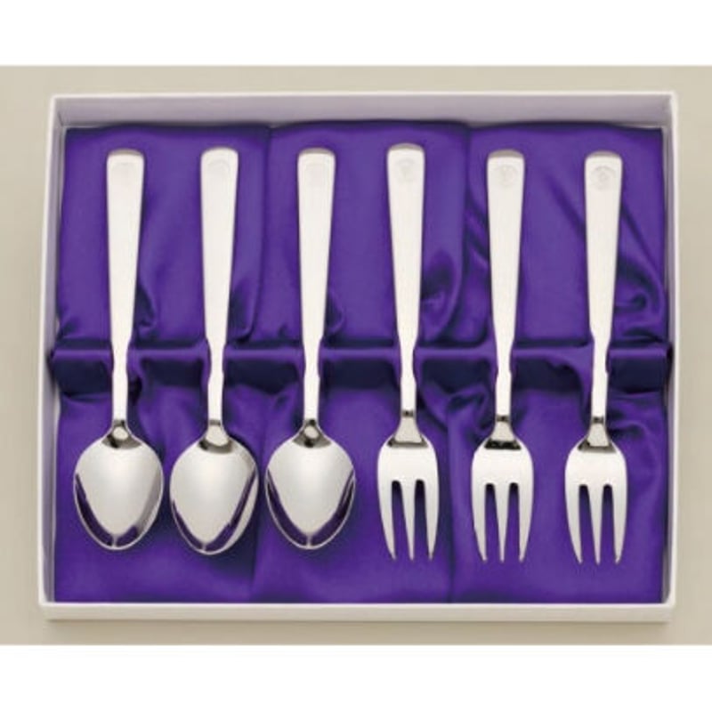 02290】ティースプーン&ケーキフォークセット（銀色） 菊紋 | 銀座明倫