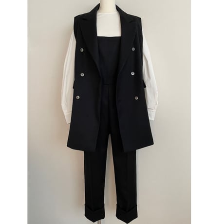 classical salopette pants【black】