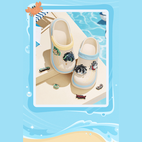 原神　miHoYo　仲夏パーティーシリーズ　クロックス風サンダル＆デコパーツセット（予約販売）【サイズご確認ください・返品交換不可】