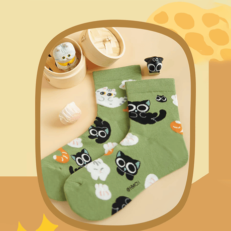 羅小黒戦記　MEWJIコラボ　ニャンコのお茶菓子シリーズ　3足セット　靴下（予約販売）