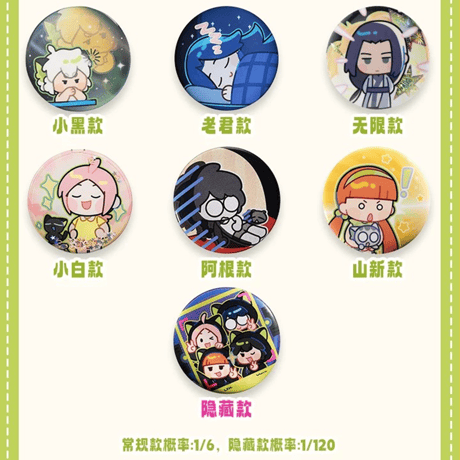 羅小黒戦記　FUN4YEAHコラボ　「なんじゃこりゃ」小黒シリーズ　ブリキ缶バッジ　※ブラインド商品（予約販売）