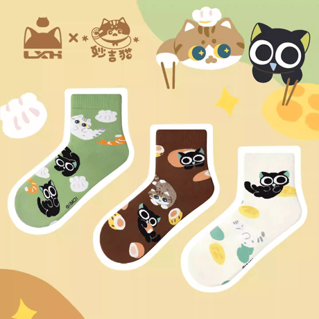 羅小黒戦記　MEWJIコラボ　ニャンコのお茶菓子シリーズ　3足セット　靴下（予約販売）