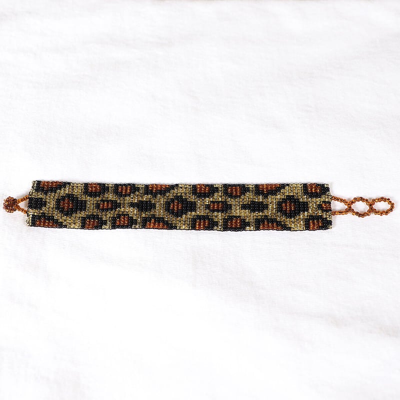 メキシコ ウイチョル族 ビーズブレスレット レオパード柄 ユニセックス