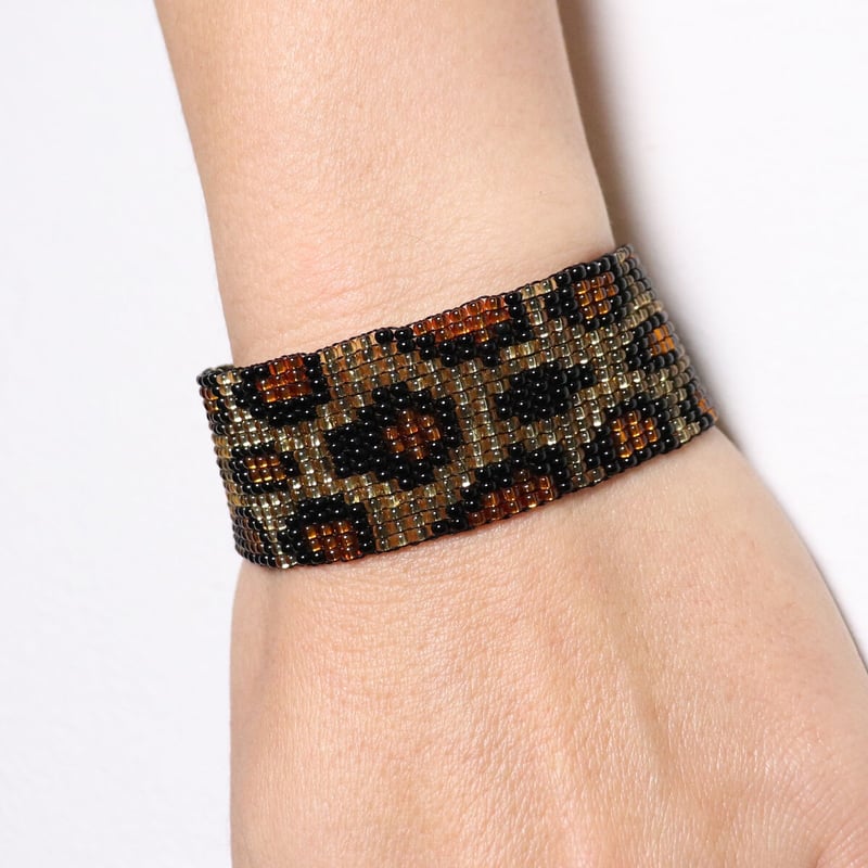 メキシコ ウイチョル族 ビーズブレスレット レオパード柄 ユニセックス