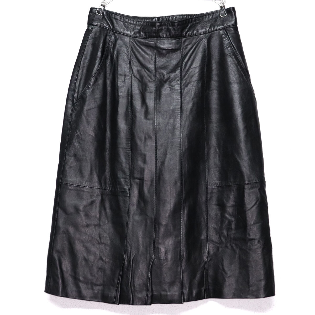 フランス製　ジトロワ　黒　レザースカート(38)