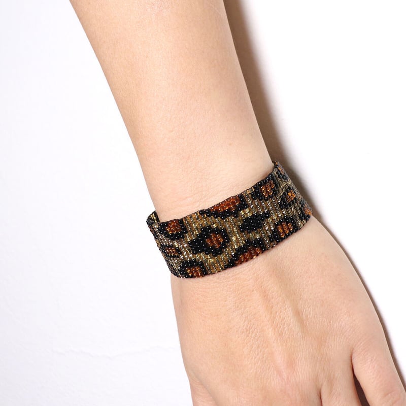 メキシコ ウイチョル族 ビーズブレスレット レオパード柄 ユニセックス