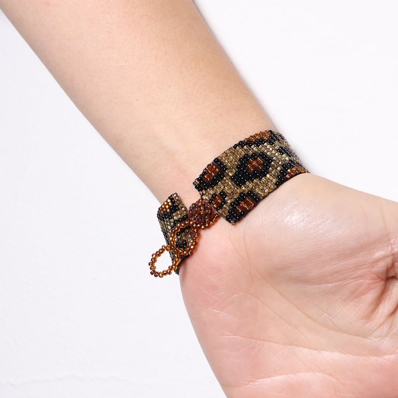 メキシコ ウイチョル族 ビーズブレスレット レオパード柄 ユニセックス