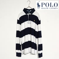 Polo Ralph Lauren ポロラルフローレン ラガーシャツ ネイビー×ホワイト 古着 UPL37