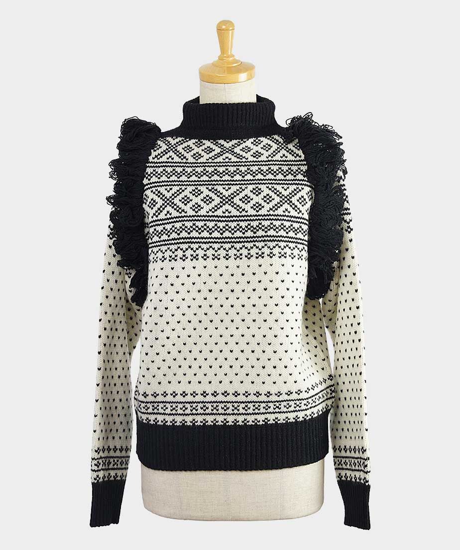 HYKE(ハイク) Nordic Fringe Sweater ノルディック フリンジ セータ