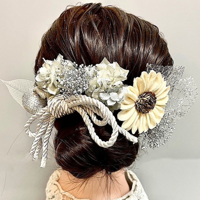 ヒマワリS シルバーバージョン 成人式髪飾り 卒業式髪飾り 結婚式髪