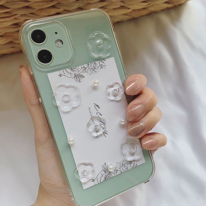 iPhoneケース 韓国 携帯ケース スマホケース クリアフラワー パール | Reny 