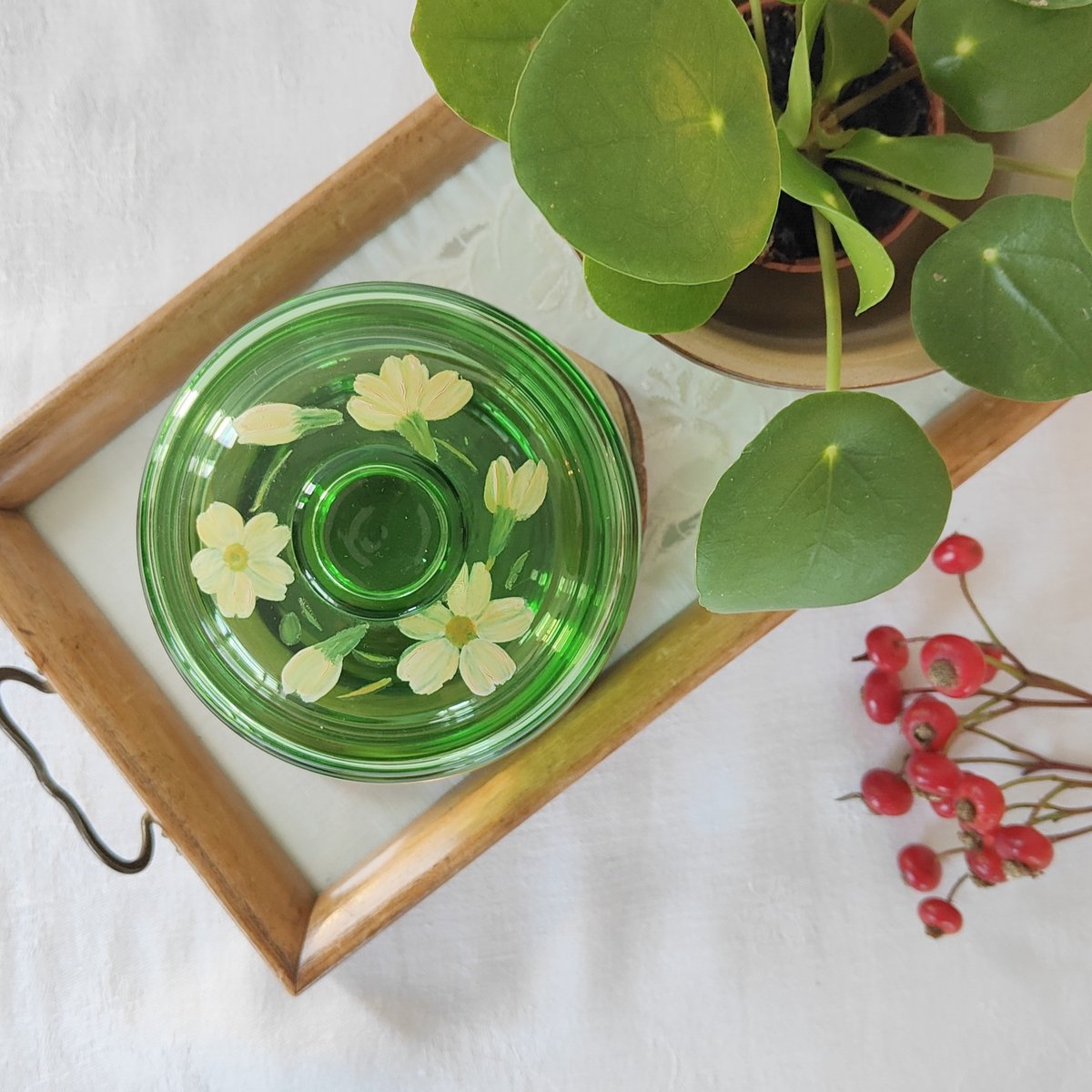 グリーンガラスの小物入れ | Tabino Okurimono