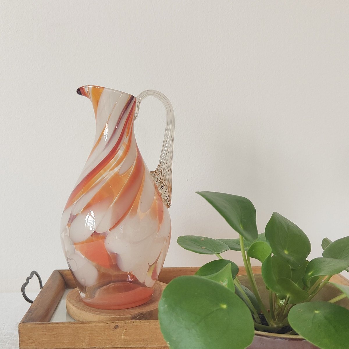 オレンジマーブルガラスのジャグ | Tabino Okurimono