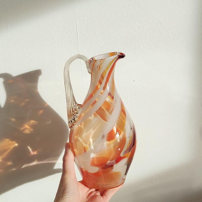 オレンジマーブルガラスのジャグ | Tabino Okurimono