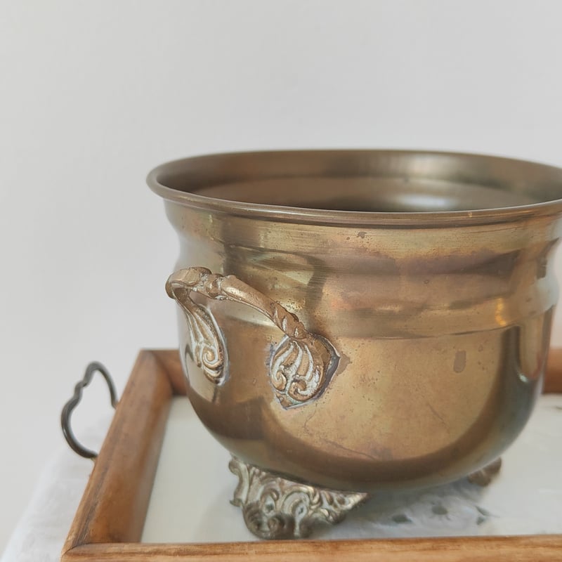 北欧ヴィンテージ　ブロカント　真鍮ポット　鉢カバー 北欧ヴィンテージ ブロカント 真鍮ポット 鉢カバー