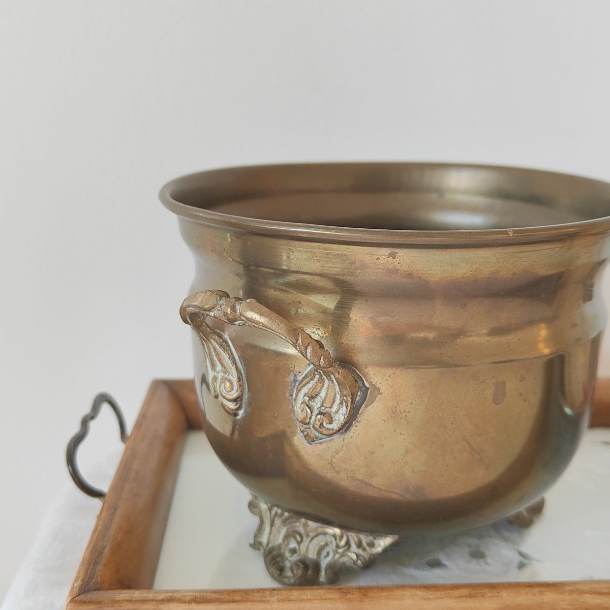 北欧ヴィンテージ　ブロカント　真鍮ポット　鉢カバー 北欧ヴィンテージ ブロカント 真鍮ポット 鉢カバー 北欧