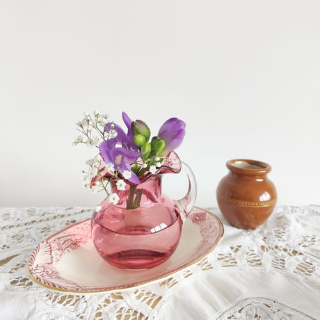ヴィンテージピンクガラスの花瓶