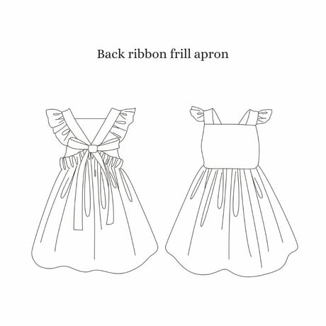 【140size】バックリボンフリルエプロンの型紙