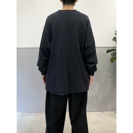 1990's-2000's Long Sleeve Blank Tee With Pocket