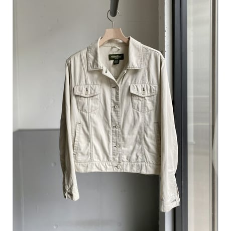 2000's "Eddie Bauer" Linen/Cotton fabric trucker jacket