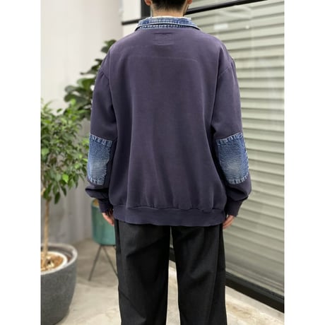 1990's Sun faded & Damaged half zip sweat shirt