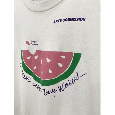 1990's "LABOR DAY" Watermelon printed Promotion Tee