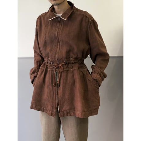 "PERUVIAN CONNECTION" Linen fabric double zipper jacket