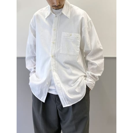 2000's Cotton × Linen white color long sleeve shirt