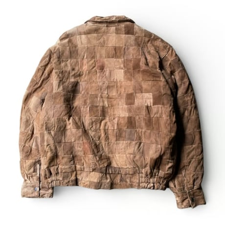 1990's Patchwork panel leather zip up jacket