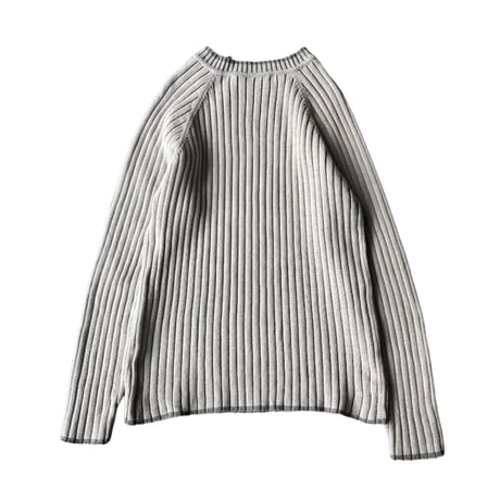 2000's Asymmetrical zip design rib knit cotton sweater