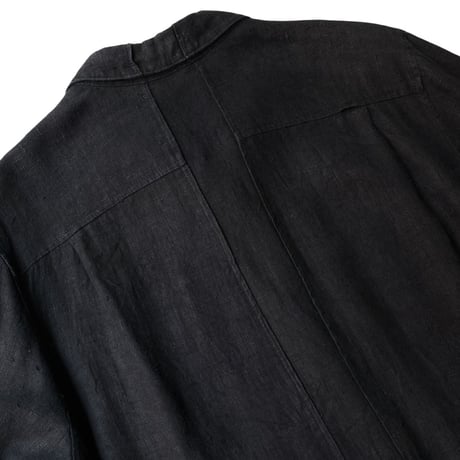 1980's "harvé benard" Black linen fabric long sleeve shirt