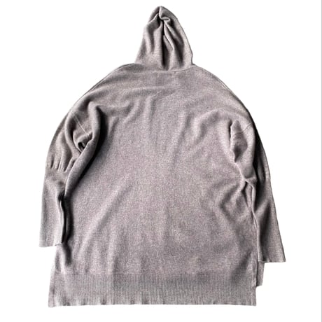Cashmere fabric finger sleeves hooded knit sweater