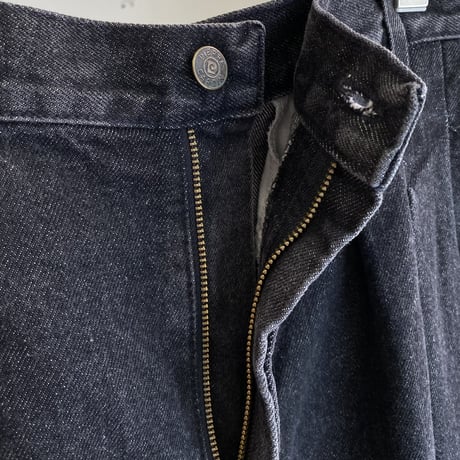 1980's "pierre cardin" Black denim 3tuck slacks pants