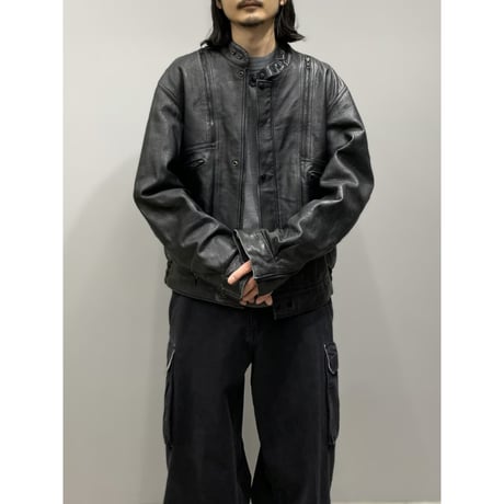 1990's Dual zip design leather motorcycle jacket