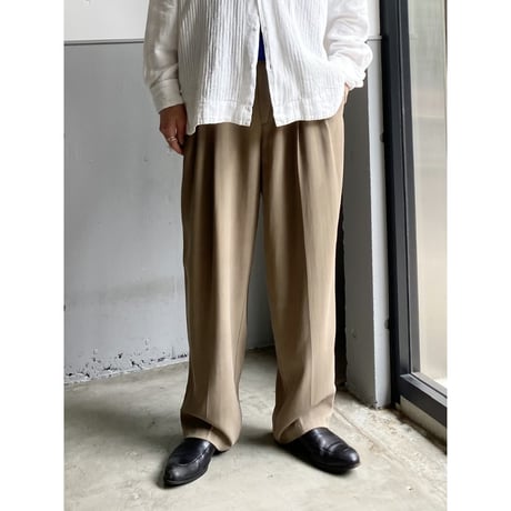 2000's Silk fabric 2tuck slacks pants