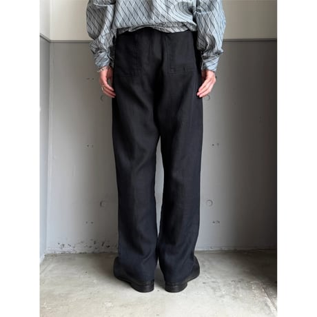 2000's Black linen fabric 4pocket relax pants