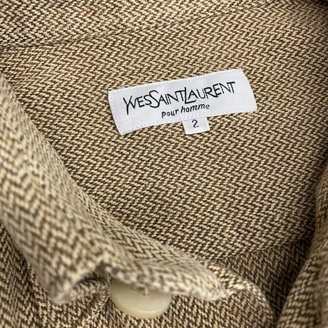 1990's "Yves Saint Laurent" Herringbone fabric long sleeve shirt