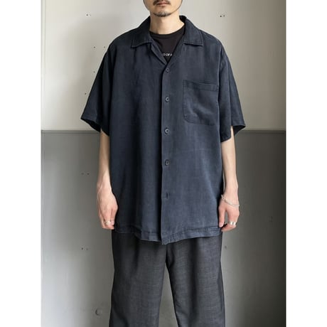 2000's〜 Open collar linen short sleeve shirt