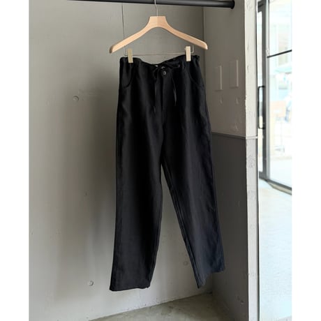 2000's Black linen fabric 4pocket relax pants