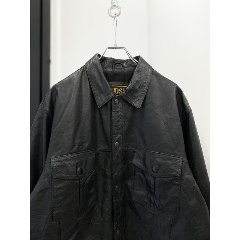 1990's Black leather shirt | Rabble. online store
