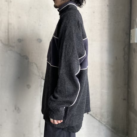 1990's-2000's PORTUGAL made switching design half zip knit sweater